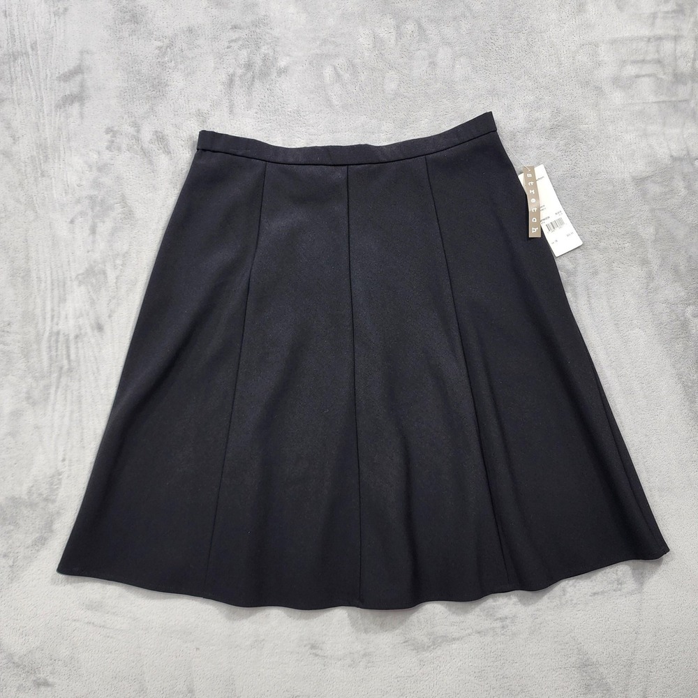 NEW NY Collection Skirt Womens 10 Black A-Line Knee Length Stretch Office Preppy
